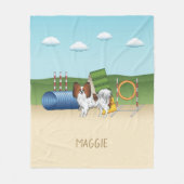 Papillon-Agility-Hund mit Individuelle Name Fleecedecke (Vorderseite)