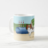 Papillon-Agility-Hund mit Individuelle Name Kaffeetasse (Vorderseite Links)