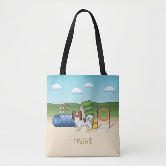 Papillon-Agility-Hund mit Individuelle Name Tasche (Vorderseite)