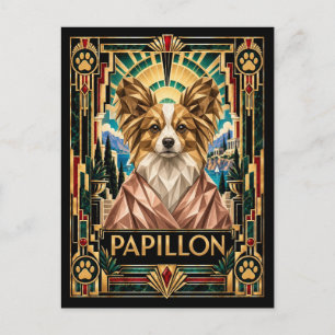 Papillon, Art Deco Hund Postkarte