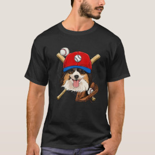 Papillon Baseball Dog liebt Baseball Player T-Shirt