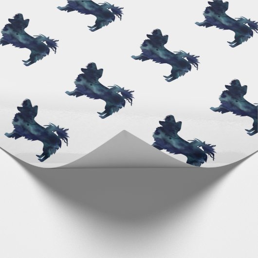 Papillon Black Watercolor-Silhouette Geschenkpapier (Ecke)