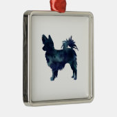 Papillon Black Watercolor-Silhouette Silbernes Ornament (Rechts)