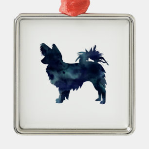 Papillon Black Watercolor-Silhouette Silbernes Ornament
