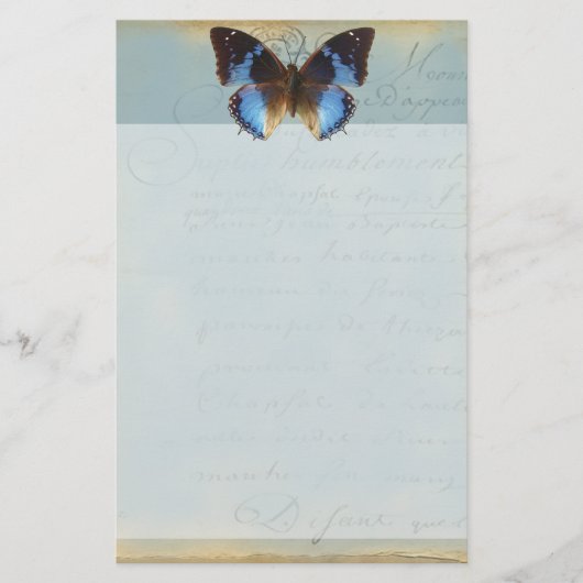 Papillon Blau Briefpapier (Vorderseite)