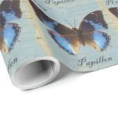 Papillon Blau Geschenkpapier (Rolleneckpunkt)