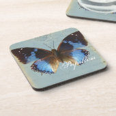 Papillon Blau Getränkeuntersetzer (Linke Seite)