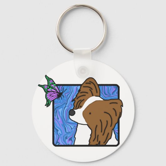 Papillon Butterfly Dog Schlüsselanhänger (Vorderseite)