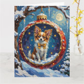 Papillon Christmas Bauble Ornament Holiday Karte (Gelbe Blume)