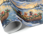 Papillon Christmas Boat Holiday Geschenkpapier (Rolleneckpunkt)
