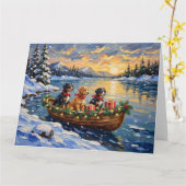 Papillon Christmas Boat Holiday Karte (Gelbe Blume)