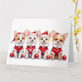 Papillon Christmas Dress Santa Hat Karte (Gelbe Blume)