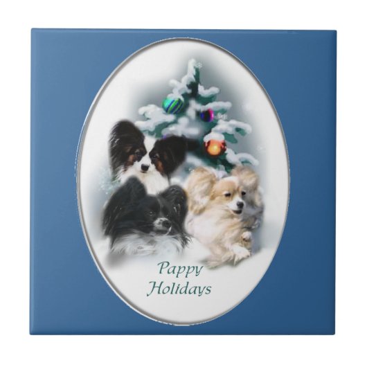 Papillon Christmas Geschenke Fliese (Vorderseite)