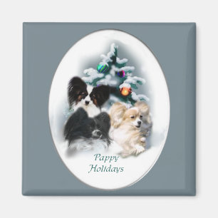 Papillon Christmas Geschenke Magnet