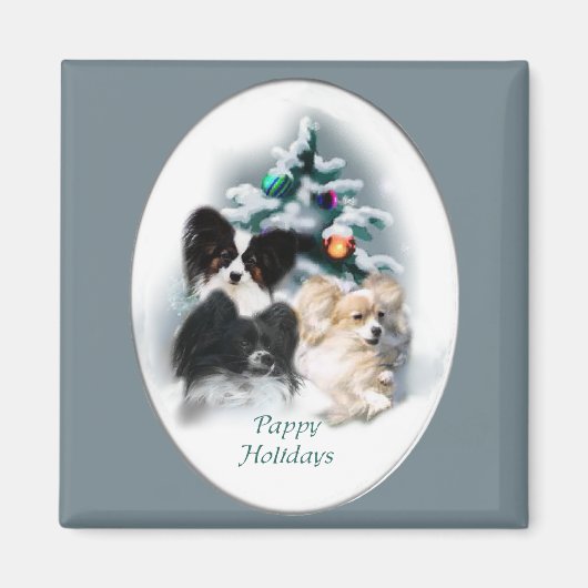 Papillon Christmas Geschenke Magnet (Vorne)