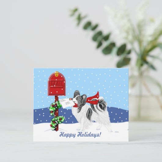 Papillon Christmas Mail Blk Was Einladung (Stehend Vorderseite)