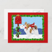 Papillon Christmas Mail Sable Feiertagspostkarte (Vorne/Hinten)