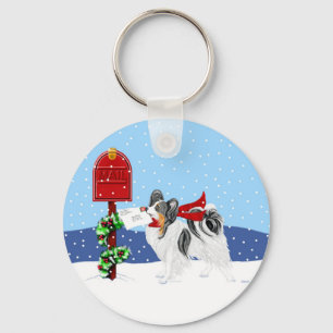 Papillon Christmas Mail Tri Color Schlüsselanhänger