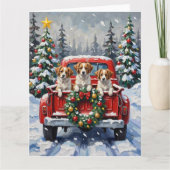 Papillon Christmas Red Truck Holiday Karte (Vorderseite)
