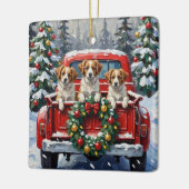 Papillon Christmas Red Truck Holiday Keramikornament (Links)