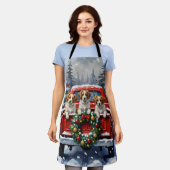 Papillon Christmas Red Truck Holiday Schürze (Getragen)