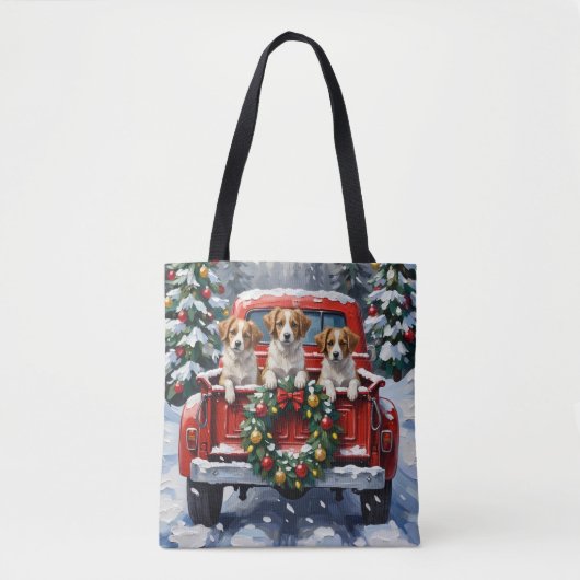 Papillon Christmas Red Truck Holiday Tasche (Vorderseite)