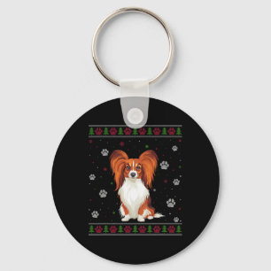 Papillon Christmas Sweater Xmas Pet Animal Dog Lov Schlüsselanhänger