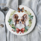Papillon Christmas Wreath Festive Pup Button (Beispiel)