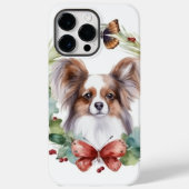 Papillon Christmas Wreath Festive Pup Case-Mate iPhone Hülle (Rückseite)