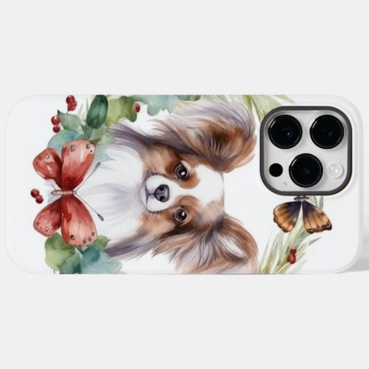 Papillon Christmas Wreath Festive Pup Case-Mate iPhone Hülle (Rückseite (Horizontal))