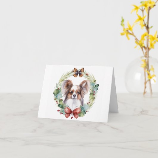 Papillon Christmas Wreath Festive Pup Karte (Gelbe Blume)