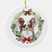 Papillon Christmas Wreath Festive Pup Keramik Ornament (Hinten)