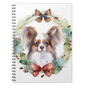 Papillon Christmas Wreath Festive Pup Notizblock (Vorderseite)