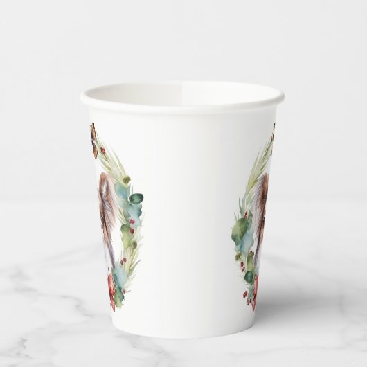 Papillon Christmas Wreath Festive Pup Pappbecher (Links)