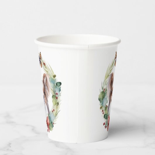 Papillon Christmas Wreath Festive Pup Pappbecher (Rechts)