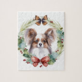 Papillon Christmas Wreath Festive Pup Puzzle (Vertikal)