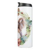 Papillon Christmas Wreath Festive Pup Thermosbecher (Nach rechts gedreht)