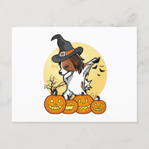 Papillon Dabbing Halloween Postkarte