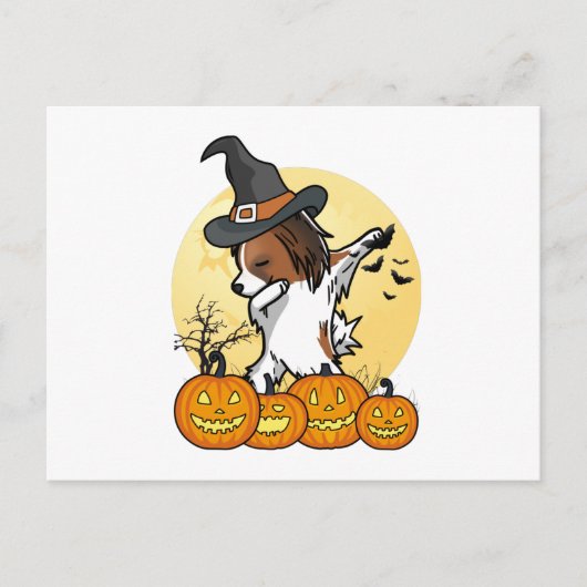 Papillon Dabbing Halloween Postkarte (Vorderseite)