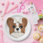 Papillon Dog 3D Inspiriert Pappteller (Party)