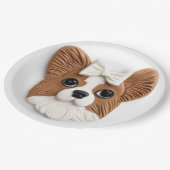 Papillon Dog 3D Inspiriert Pappteller (Schrägansicht)
