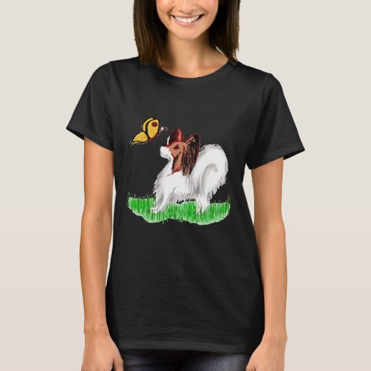 Papillon Dog and Butterfly T-Shirt (Vorderseite)