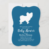 Papillon Dog Baby Shower Blue Boy Einladung (Vorderseite)