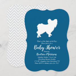 Papillon Dog Baby Shower Blue Boy Einladung