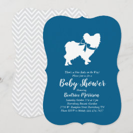 Papillon Dog Baby Shower Blue Boy Einladung