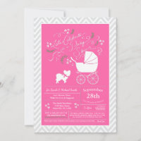 Papillon Dog Baby Shower Pink Girl