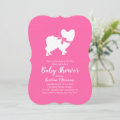 Papillon Dog Baby Shower Pink Girl Einladung (Stehend Vorderseite)