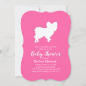 Papillon Dog Baby Shower Pink Girl Einladung (Vorderseite)