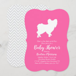 Papillon Dog Baby Shower Pink Girl Einladung