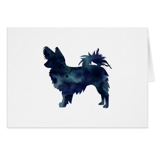 Papillon Dog Black Watercolor Silhouette Card (Vorderseite (Horizontal))